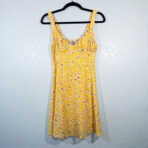 Free People French Femme Yellow Mini Floral Sundress Size Small‎